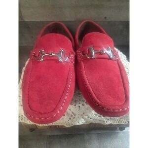 David Stone Red Suede Buckle Front Slip-On Loafers Size-12 Need New Insoles